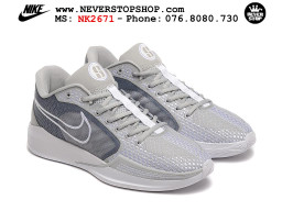 Giày bóng rổ cổ thấp Nike Sabrina 1 Xám Trắng indoor outdoor chuẩn replica 1:1 best batch như real chính hãng giá rẻ tốt nhất tại NeverStop Sneaker Shop HCM