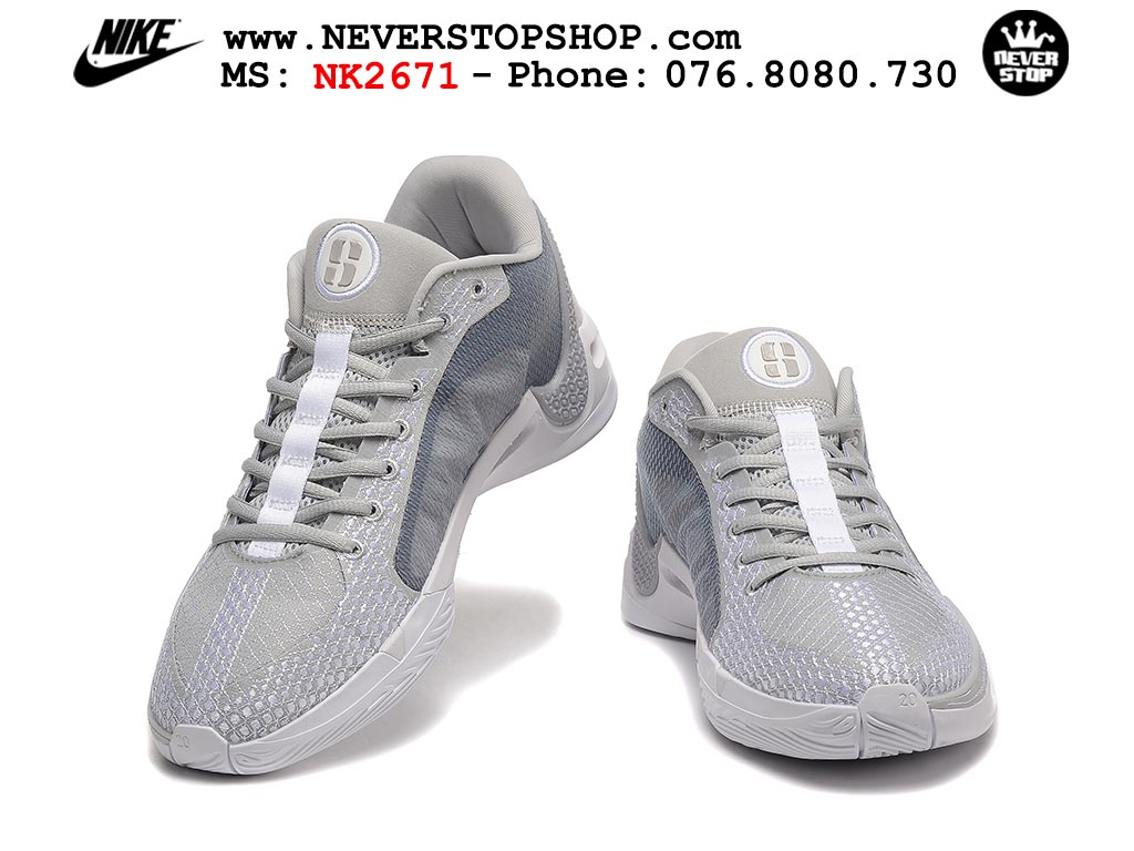 Giày bóng rổ cổ thấp Nike Sabrina 1 Xám Trắng indoor outdoor chuẩn replica 1:1 best batch như real chính hãng giá rẻ tốt nhất tại NeverStop Sneaker Shop HCM