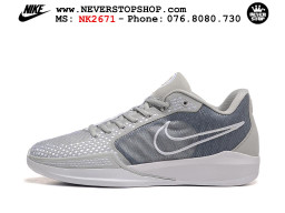 Giày bóng rổ cổ thấp Nike Sabrina 1 Xám Trắng indoor outdoor chuẩn replica 1:1 best batch như real chính hãng giá rẻ tốt nhất tại NeverStop Sneaker Shop HCM