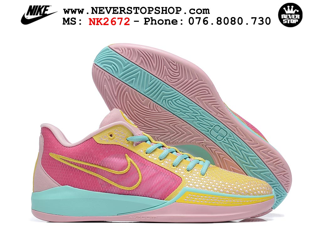 Giày bóng rổ cổ thấp Nike Sabrina 1 Vàng Hồng indoor outdoor chuẩn replica 1:1 best batch như real chính hãng giá rẻ tốt nhất tại NeverStop Sneaker Shop HCM