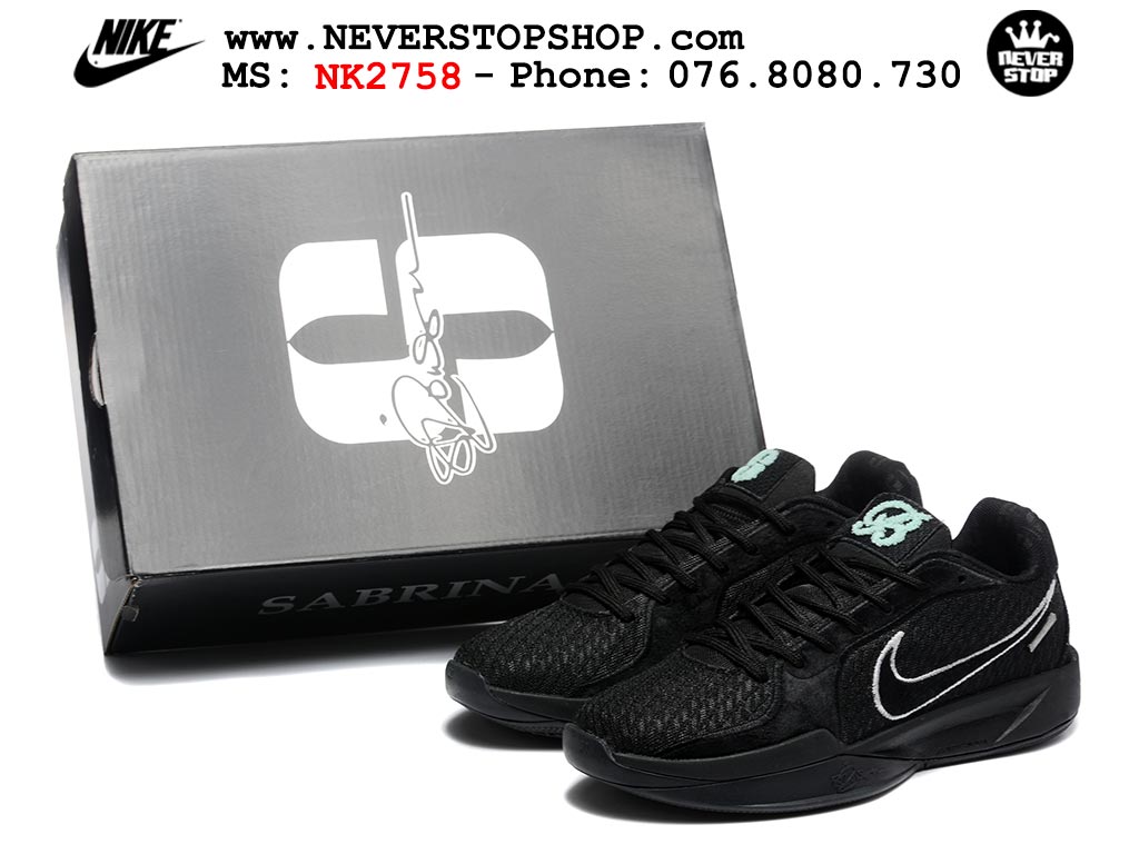 Giày bóng rổ cổ thấp Nike Sabrina 2 Đen Trắng indoor outdoor chuẩn replica 1:1 best batch như real chính hãng giá rẻ tốt nhất tại NeverStop Sneaker Shop HCM