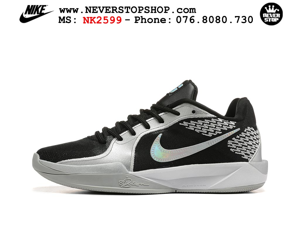 Giày bóng rổ cổ thấp Nike Sabrina 2 Đen Xám indoor outdoor chuẩn replica 1:1 best batch như real chính hãng giá rẻ tốt nhất tại NeverStop Sneaker Shop HCM