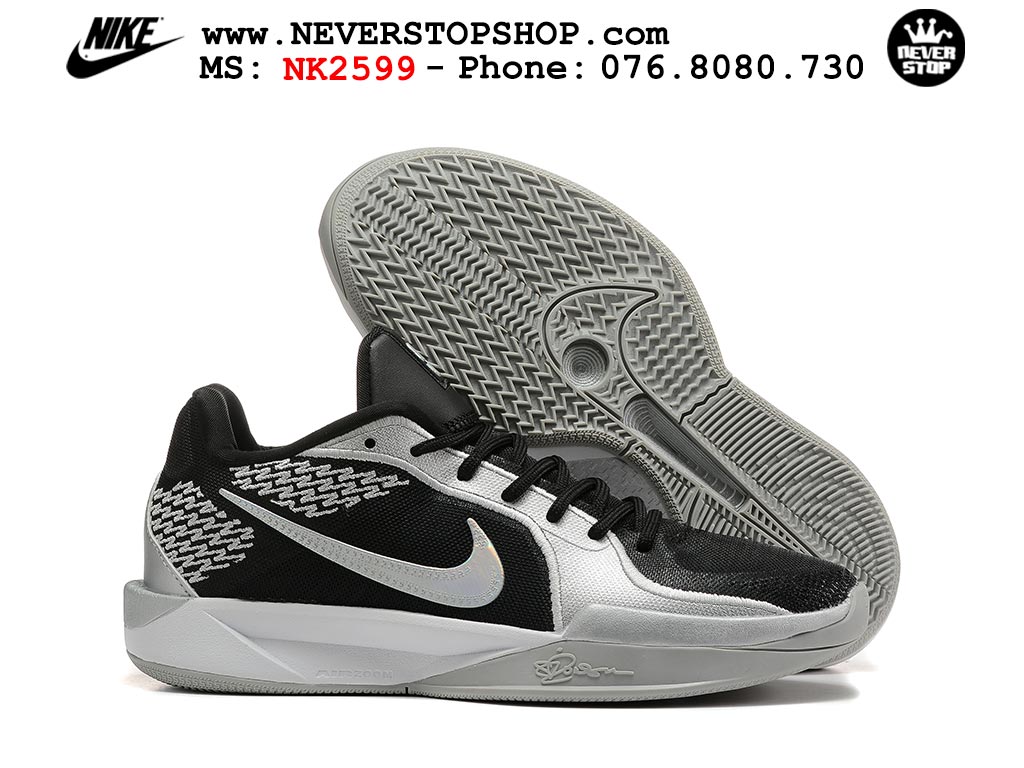 Giày bóng rổ cổ thấp Nike Sabrina 2 Đen Xám indoor outdoor chuẩn replica 1:1 best batch như real chính hãng giá rẻ tốt nhất tại NeverStop Sneaker Shop HCM