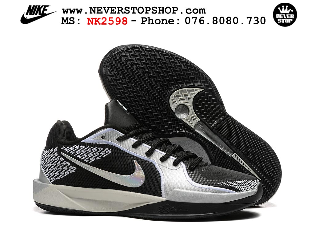 Giày bóng rổ cổ thấp Nike Sabrina 2 Đen Xám indoor outdoor chuẩn replica 1:1 best batch như real chính hãng giá rẻ tốt nhất tại NeverStop Sneaker Shop HCM