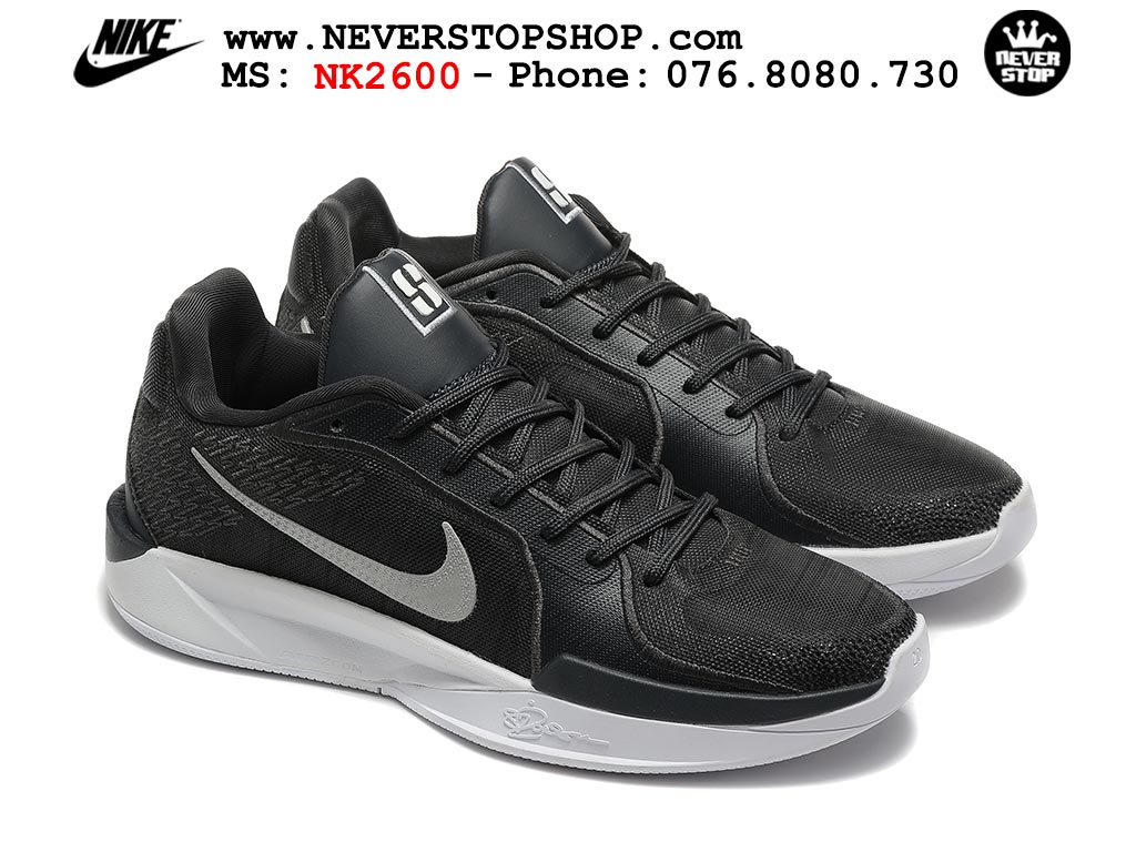 Giày bóng rổ cổ thấp Nike Sabrina 2 Đen Trắng indoor outdoor chuẩn replica 1:1 best batch như real chính hãng giá rẻ tốt nhất tại NeverStop Sneaker Shop HCM