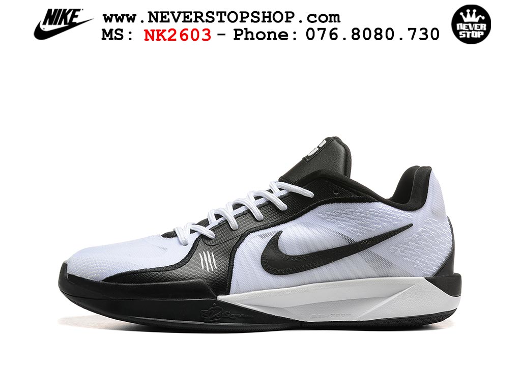 Giày bóng rổ cổ thấp Nike Sabrina 2 Trắng Đen indoor outdoor chuẩn replica 1:1 best batch như real chính hãng giá rẻ tốt nhất tại NeverStop Sneaker Shop HCM