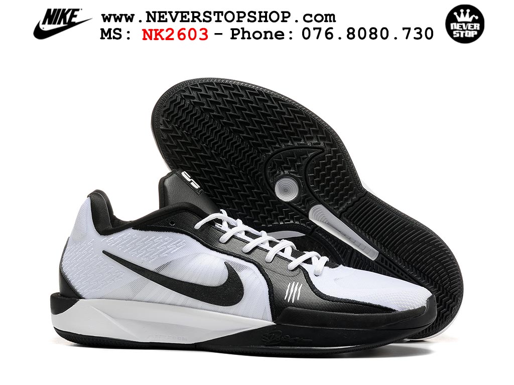 Giày bóng rổ cổ thấp Nike Sabrina 2 Trắng Đen indoor outdoor chuẩn replica 1:1 best batch như real chính hãng giá rẻ tốt nhất tại NeverStop Sneaker Shop HCM