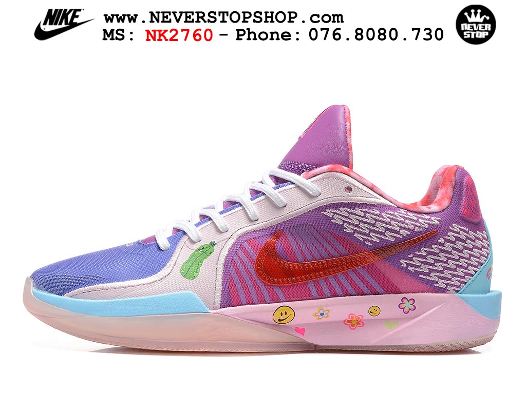 Giày bóng rổ outdoor Nike Sabrina 2 Tím Hồng nhẹ êm thoáng khí đế chống mòn bám rít sân giá tốt tại NeverStop Basketball Sneaker Shop Giày bóng rổ cổ thấp Nike Sabrina 2 Tím Hồng indoor outdoor chuẩn replica 1:1 best batch như real chính hãng giá rẻ tốt nhất tại NeverStop Sneaker Shop HCM