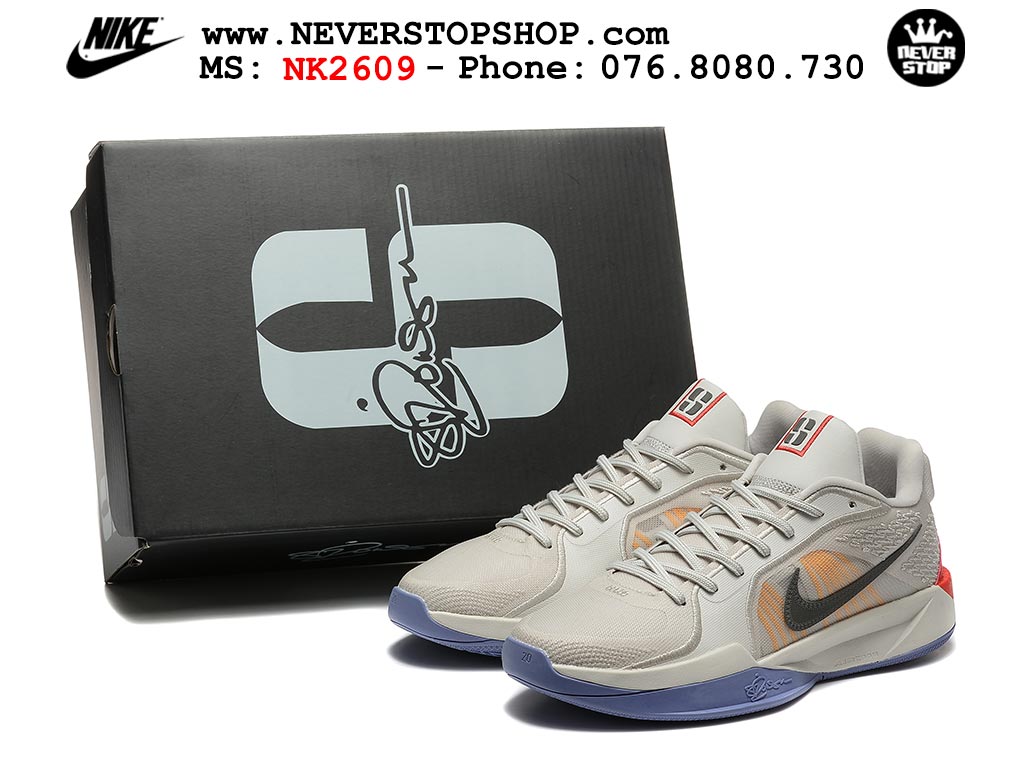 Giày bóng rổ cổ thấp Nike Sabrina 2 Xám Cam indoor outdoor chuẩn replica 1:1 best batch như real chính hãng giá rẻ tốt nhất tại NeverStop Sneaker Shop HCM