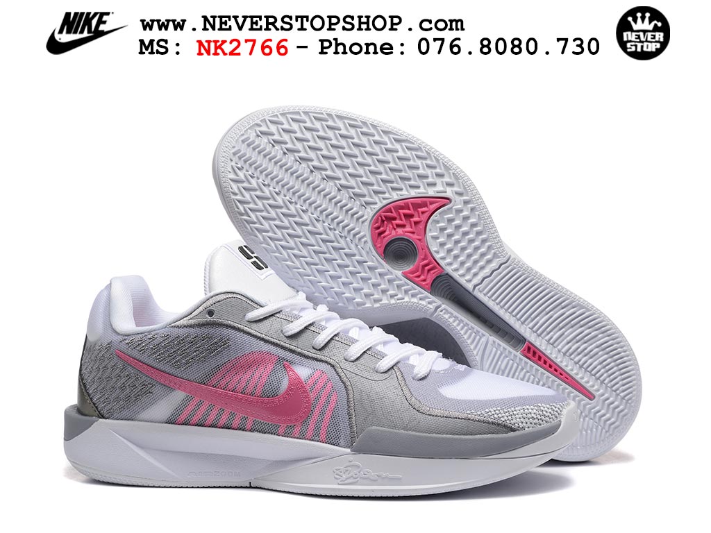 Giày bóng rổ outdoor Nike Sabrina 2 Xám Hồng nhẹ êm thoáng khí đế chống mòn bám rít sân giá tốt tại NeverStop Basketball Sneaker Shop Giày bóng rổ cổ thấp Nike Sabrina 2 Xám Hồng indoor outdoor chuẩn replica 1:1 best batch như real chính hãng giá rẻ tốt nhất tại NeverStop Sneaker Shop HCM