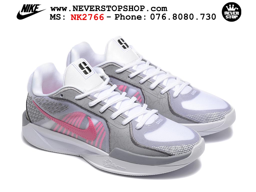 Giày bóng rổ outdoor Nike Sabrina 2 Xám Hồng nhẹ êm thoáng khí đế chống mòn bám rít sân giá tốt tại NeverStop Basketball Sneaker Shop Giày bóng rổ cổ thấp Nike Sabrina 2 Xám Hồng indoor outdoor chuẩn replica 1:1 best batch như real chính hãng giá rẻ tốt nhất tại NeverStop Sneaker Shop HCM