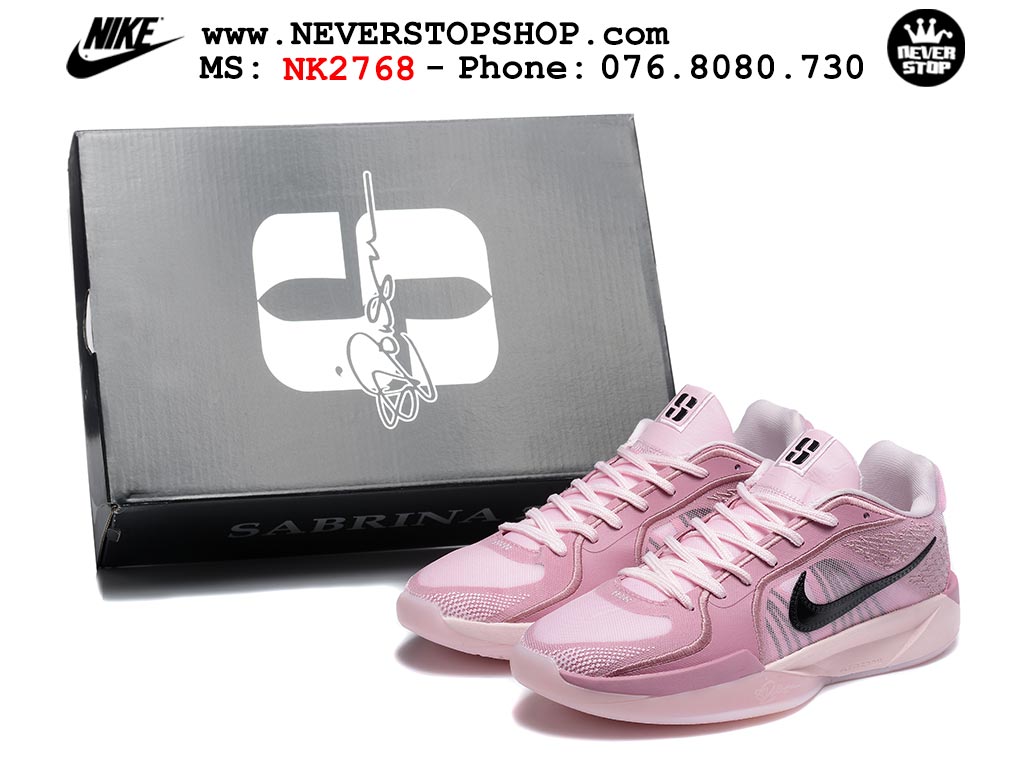 Giày bóng rổ cổ thấp Nike Sabrina 2 Hồng Đen indoor outdoor chuẩn replica 1:1 best batch như real chính hãng giá rẻ tốt nhất tại NeverStop Sneaker Shop HCM