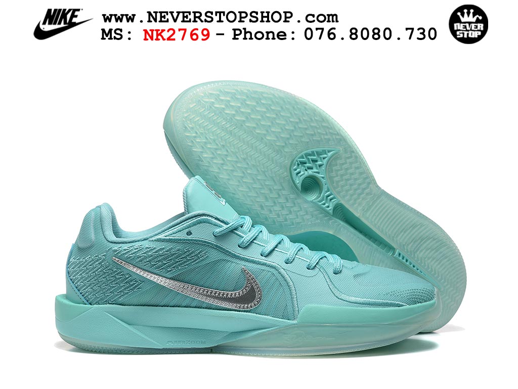 Giày bóng rổ cổ thấp Nike Sabrina 2 Xanh Ngọc Xám indoor outdoor chuẩn replica 1:1 best batch như real chính hãng giá rẻ tốt nhất tại NeverStop Sneaker Shop HCM