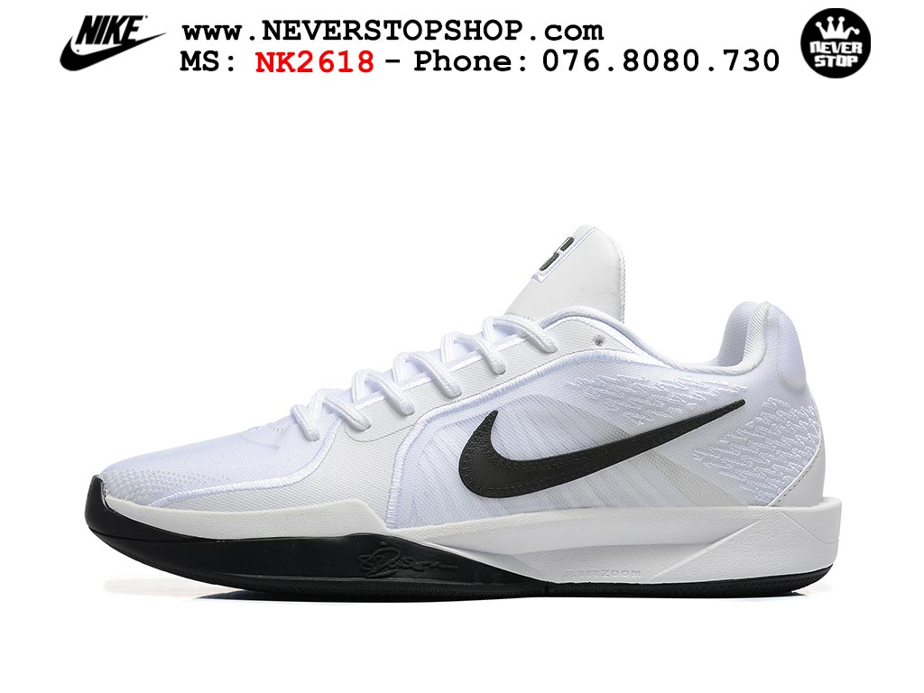 Giày bóng rổ cổ thấp Nike Sabrina 2 Trắng Đen indoor outdoor chuẩn replica 1:1 best batch như real chính hãng giá rẻ tốt nhất tại NeverStop Sneaker Shop HCM