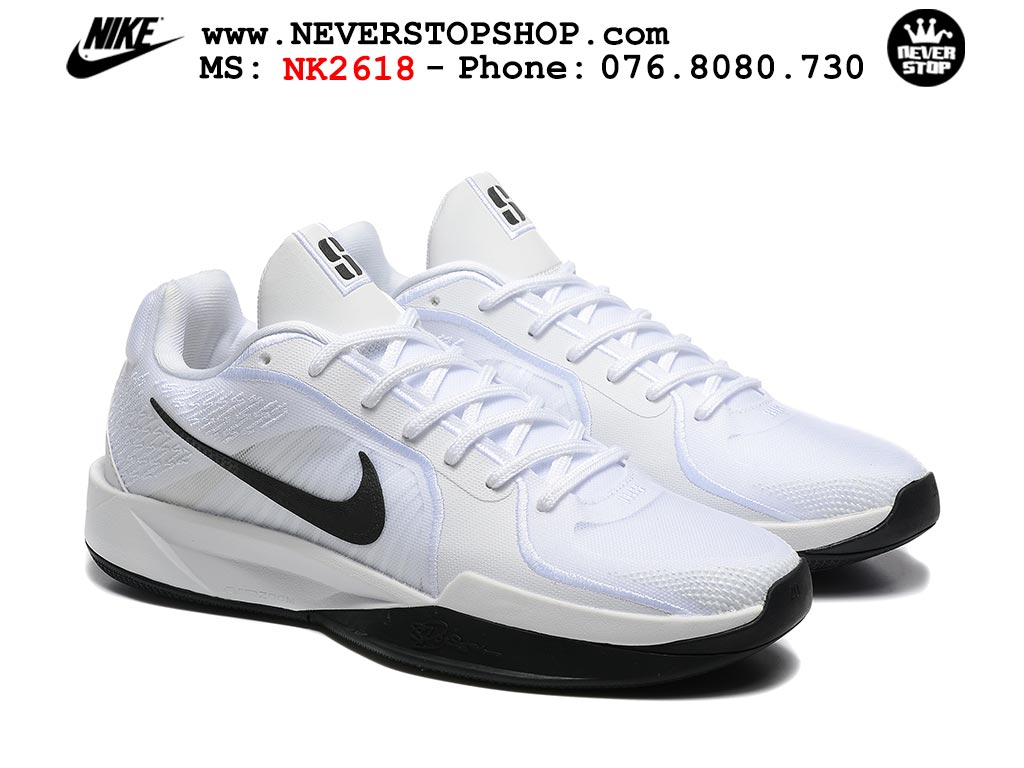 Giày bóng rổ cổ thấp Nike Sabrina 2 Trắng Đen indoor outdoor chuẩn replica 1:1 best batch như real chính hãng giá rẻ tốt nhất tại NeverStop Sneaker Shop HCM