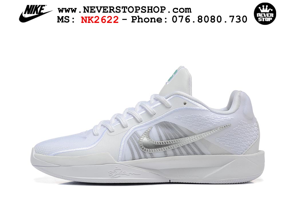 Giày bóng rổ cổ thấp Nike Sabrina 2 Trắng Xám indoor outdoor chuẩn replica 1:1 best batch như real chính hãng giá rẻ tốt nhất tại NeverStop Sneaker Shop HCM