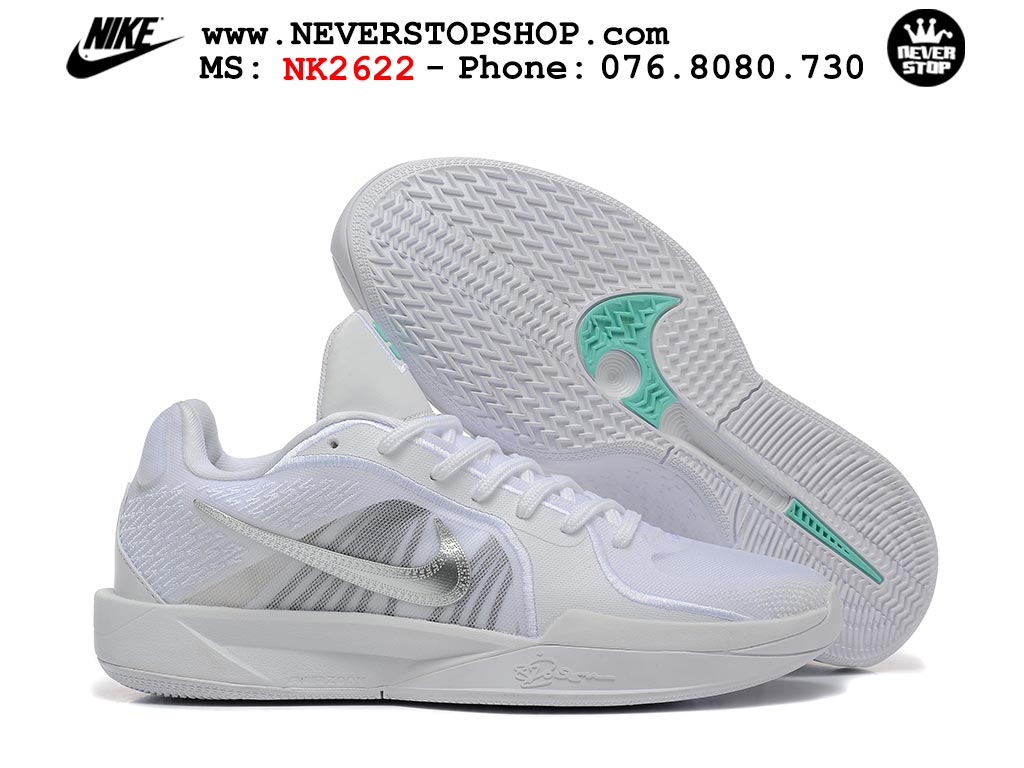 Giày bóng rổ cổ thấp Nike Sabrina 2 Trắng Xám indoor outdoor chuẩn replica 1:1 best batch như real chính hãng giá rẻ tốt nhất tại NeverStop Sneaker Shop HCM