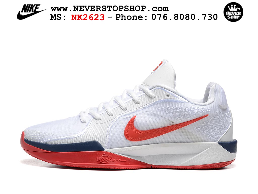 Giày bóng rổ cổ thấp Nike Sabrina 2 Trắng Đỏ indoor outdoor chuẩn replica 1:1 best batch như real chính hãng giá rẻ tốt nhất tại NeverStop Sneaker Shop HCM