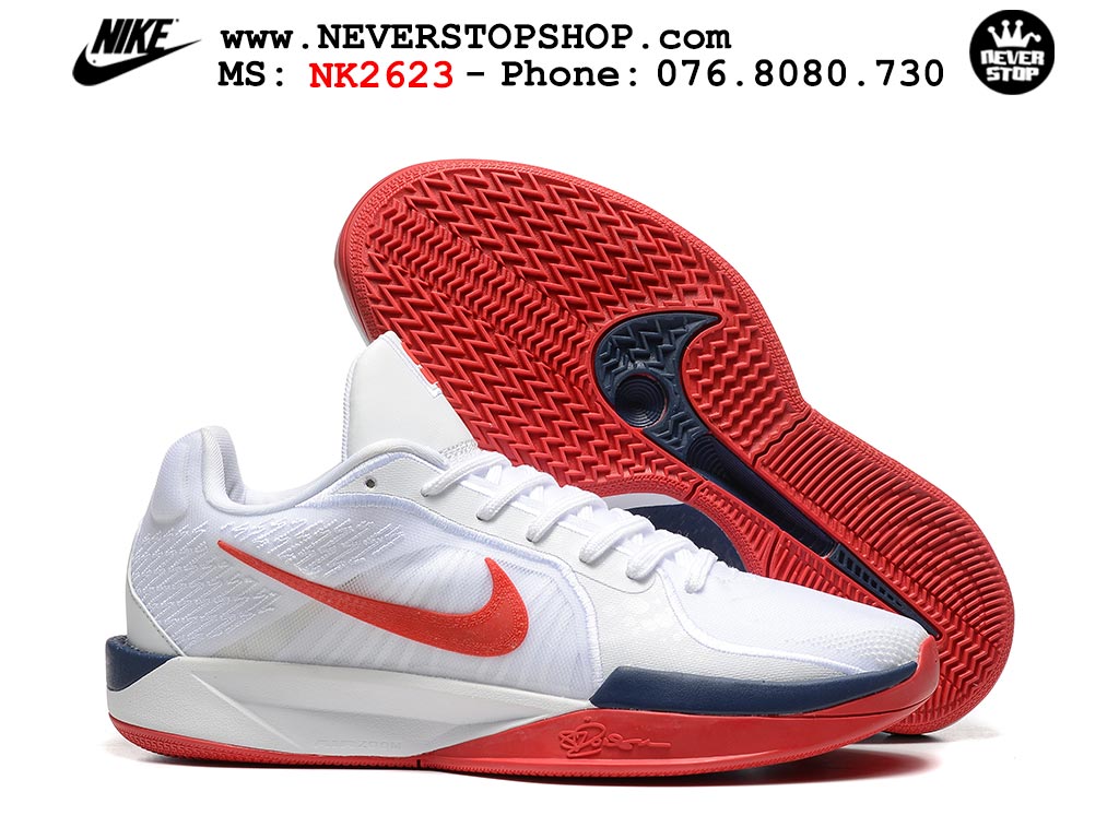 Giày bóng rổ cổ thấp Nike Sabrina 2 Trắng Đỏ indoor outdoor chuẩn replica 1:1 best batch như real chính hãng giá rẻ tốt nhất tại NeverStop Sneaker Shop HCM