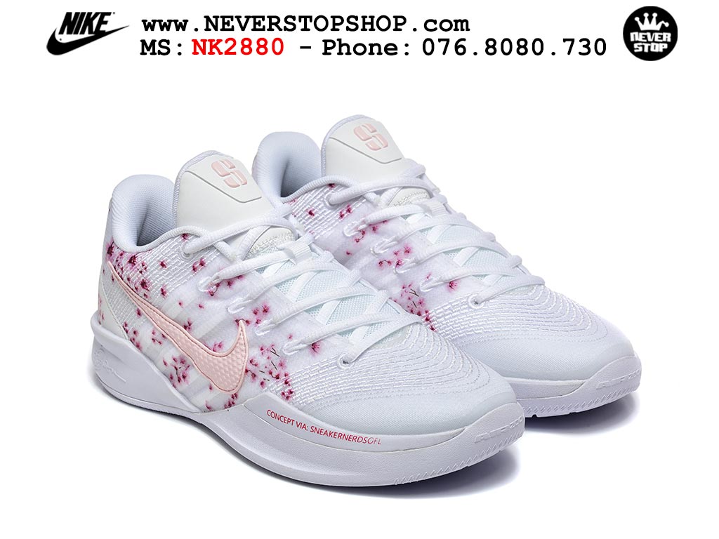 Giày bóng rổ outdoor Nike Sabrina 3 Trắng Hồng cổ thấp mẫu mới, nhẹ êm thoáng khí đế XDR chống mòn bám rít sân NeverStopShop.com Giày thể thao Nike Sabrina 3 Trắng Hồng nam nữ bản siêu cấp rep 1:1 chuẩn real chính hãng authentic giá rẻ tốt nhất tại NeverStopShop.com