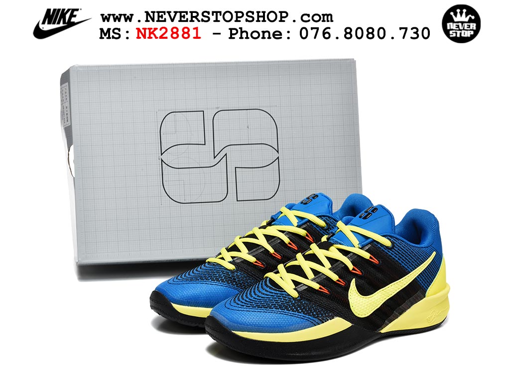 Giày bóng rổ outdoor Nike Sabrina 3 Xanh Dương Vàng cổ thấp mẫu mới, nhẹ êm thoáng khí đế XDR chống mòn bám rít sân NeverStopShop.com Giày thể thao Nike Sabrina 3 Xanh Dương Vàng nam nữ bản siêu cấp rep 1:1 chuẩn real chính hãng authentic giá rẻ tốt nhất tại NeverStopShop.com