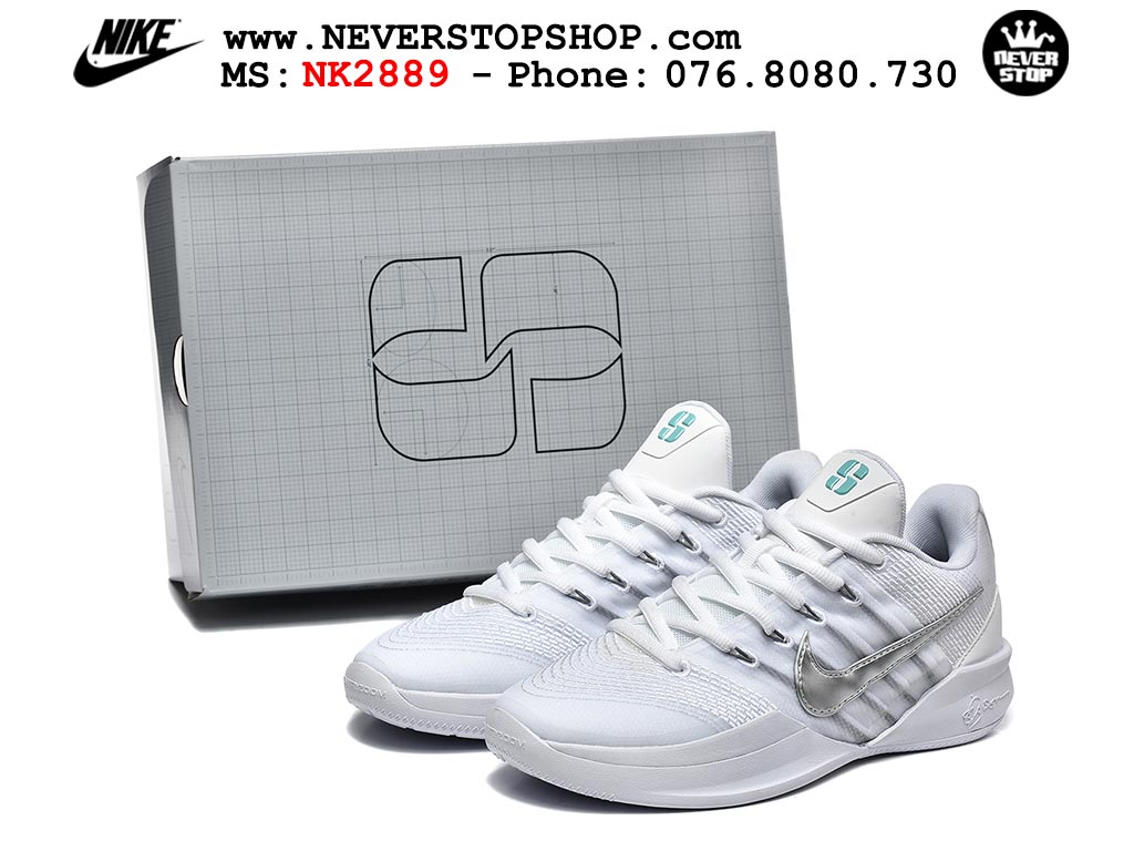 Giày bóng rổ outdoor Nike Sabrina 3 Trắng Xám cổ thấp mẫu mới, nhẹ êm thoáng khí đế XDR chống mòn bám rít sân NeverStopShop.com Giày thể thao Nike Sabrina 3 Trắng Xám nam nữ bản siêu cấp rep 1:1 chuẩn real chính hãng authentic giá rẻ tốt nhất tại NeverStopShop.com