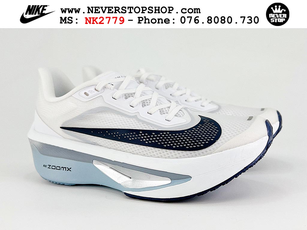 Giày chạy bộ nam nữ Nike Zoom Fly 6 Trắng Xanh Navy chuyên chơi thể thao replica 1:1 best quality real giá rẻ tốt nhất tại NeverStopShop HCM