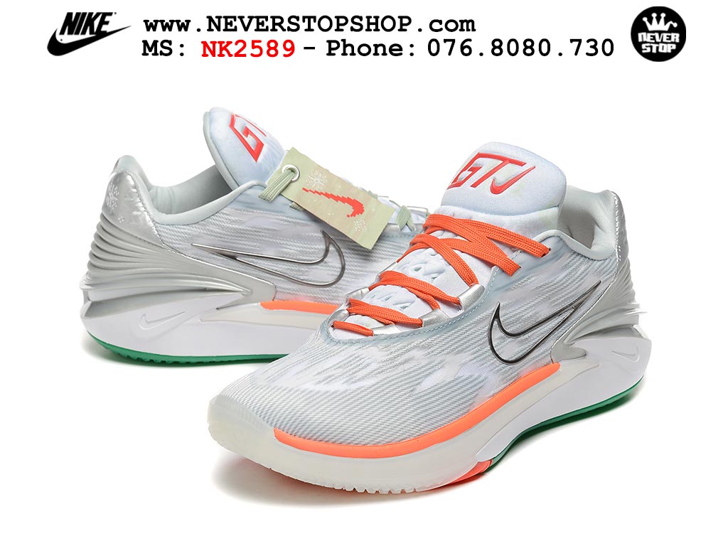 Giày bóng rổ cổ thấp Zoom GT Cut 2 Xám Cam chuyên indoor outdoor replica 1:1 real chính hãng giá rẻ tốt nhất tại NeverStop Sneaker Shop Hồ Chí Minh