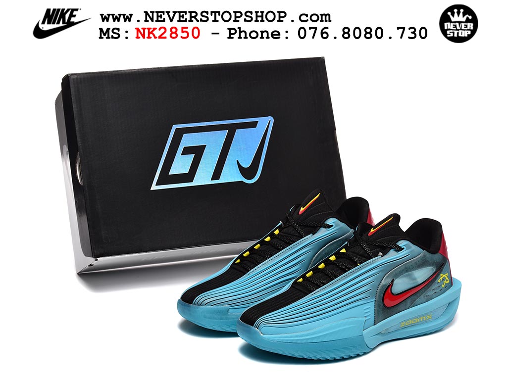 Giày bóng rổ cổ thấp Nike Zoom GT Cut 3 Turbo Xanh Da Trời Đỏ chuyên indoor outdoor replica 1:1 real chính hãng giá rẻ tốt nhất tại NeverStop Sneaker Shop Hồ Chí Minh