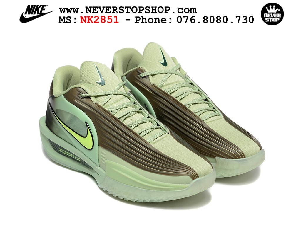 Giày bóng rổ cổ thấp Nike Zoom GT Cut 3 Turbo Xanh Lá Nâu chuyên indoor outdoor replica 1:1 real chính hãng giá rẻ tốt nhất tại NeverStop Sneaker Shop Hồ Chí Minh