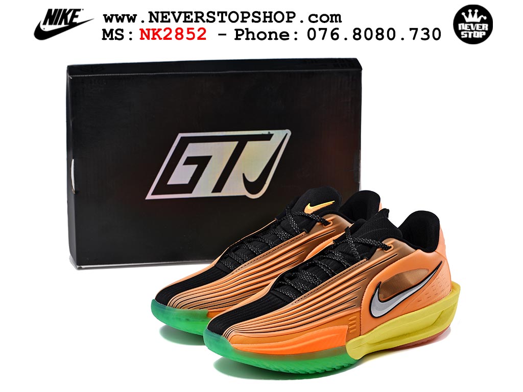 Giày bóng rổ cổ thấp Nike Zoom GT Cut 3 Turbo Cam Xanh Lá Vàng chuyên indoor outdoor replica 1:1 real chính hãng giá rẻ tốt nhất tại NeverStop Sneaker Shop Hồ Chí Minh