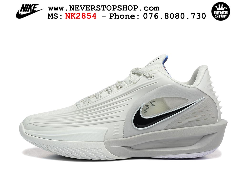 Giày bóng rổ cổ thấp Nike Zoom GT Cut 3 Turbo Trắng Xám chuyên indoor outdoor replica 1:1 real chính hãng giá rẻ tốt nhất tại NeverStop Sneaker Shop Hồ Chí Minh