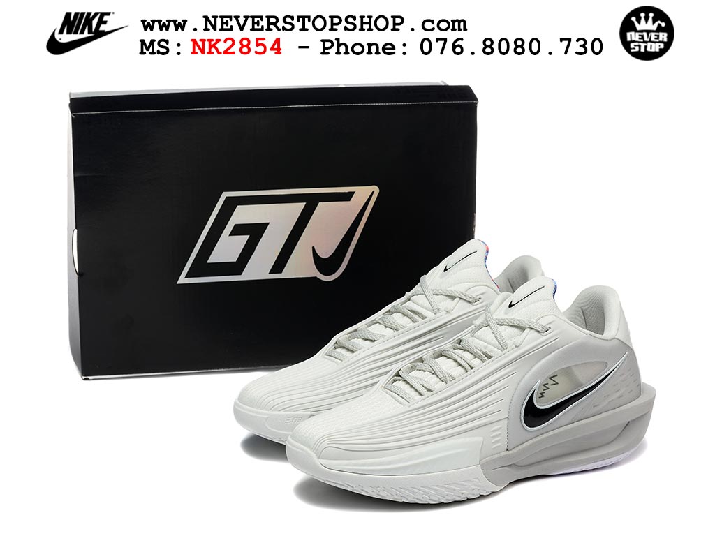 Giày bóng rổ cổ thấp Nike Zoom GT Cut 3 Turbo Trắng Xám chuyên indoor outdoor replica 1:1 real chính hãng giá rẻ tốt nhất tại NeverStop Sneaker Shop Hồ Chí Minh