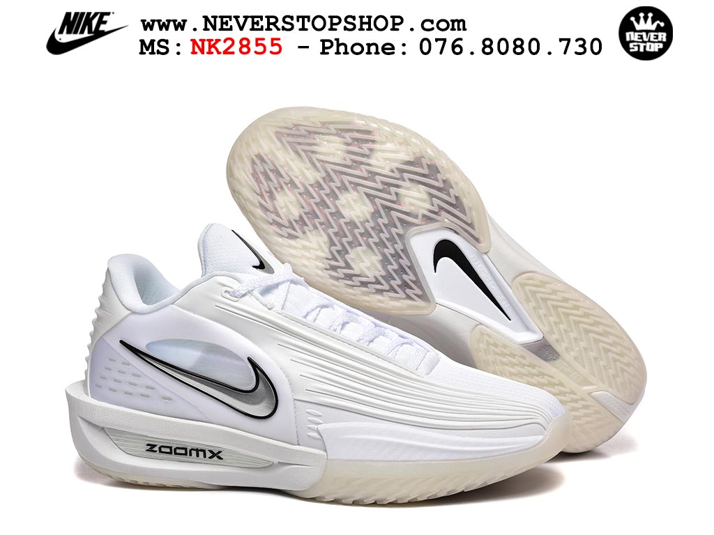 Giày bóng rổ cổ thấp Nike Zoom GT Cut 3 Turbo Trắng Xám chuyên indoor outdoor replica 1:1 real chính hãng giá rẻ tốt nhất tại NeverStop Sneaker Shop Hồ Chí Minh