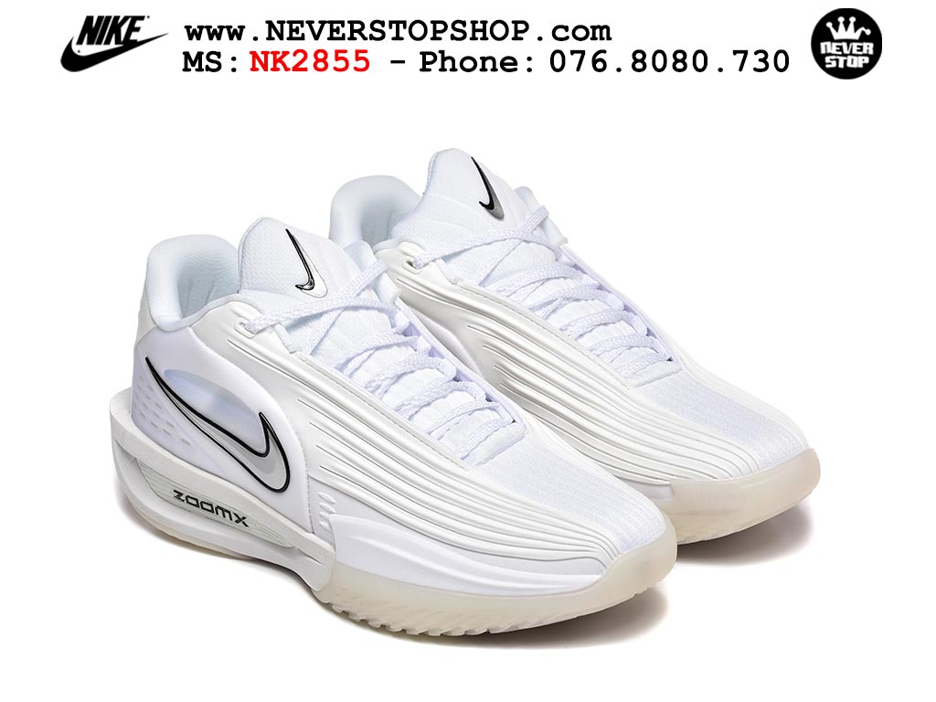 Giày bóng rổ cổ thấp Nike Zoom GT Cut 3 Turbo Trắng Xám chuyên indoor outdoor replica 1:1 real chính hãng giá rẻ tốt nhất tại NeverStop Sneaker Shop Hồ Chí Minh