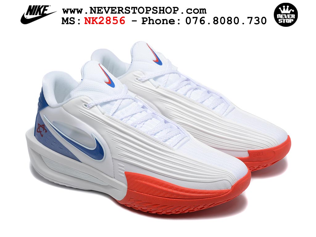 Giày bóng rổ cổ thấp Nike Zoom GT Cut 3 Turbo Trắng Đỏ Xanh Dương chuyên indoor outdoor replica 1:1 real chính hãng giá rẻ tốt nhất tại NeverStop Sneaker Shop Hồ Chí Minh