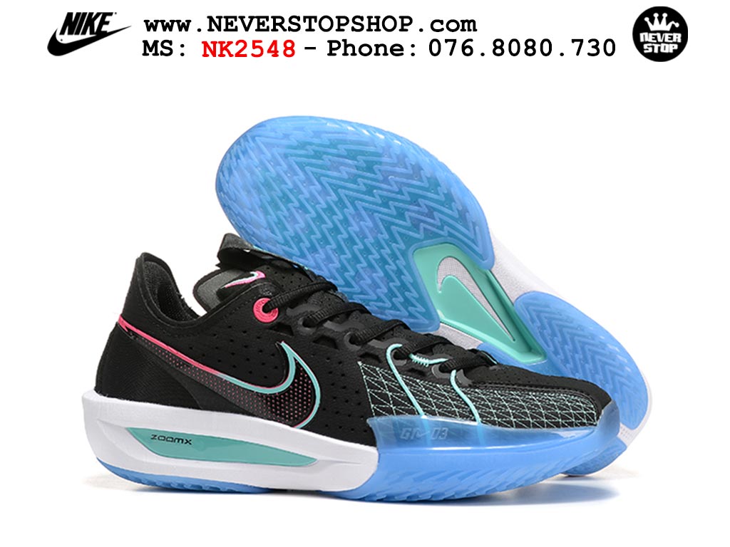 Giày bóng rổ cổ thấp Nike Zoom GT Cut 3 Đen Xanh Dương chuyên indoor outdoor replica 1:1 real chính hãng giá rẻ tốt nhất tại NeverStop Sneaker Shop Hồ Chí Minh