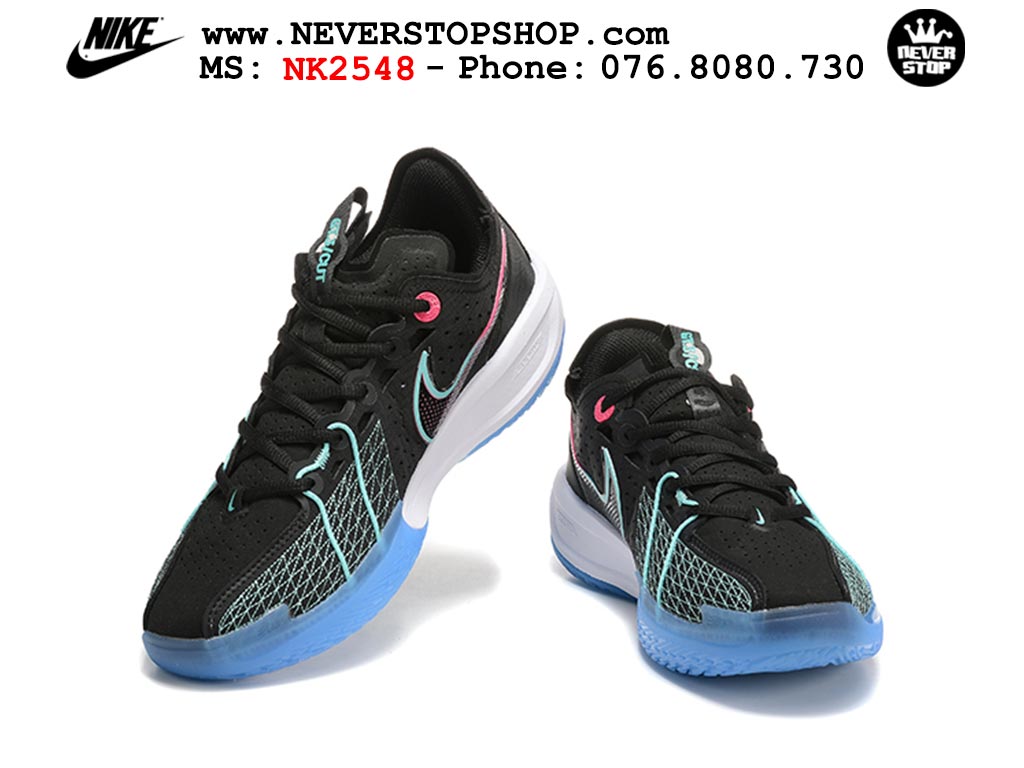 Giày bóng rổ cổ thấp Nike Zoom GT Cut 3 Đen Xanh Dương chuyên indoor outdoor replica 1:1 real chính hãng giá rẻ tốt nhất tại NeverStop Sneaker Shop Hồ Chí Minh