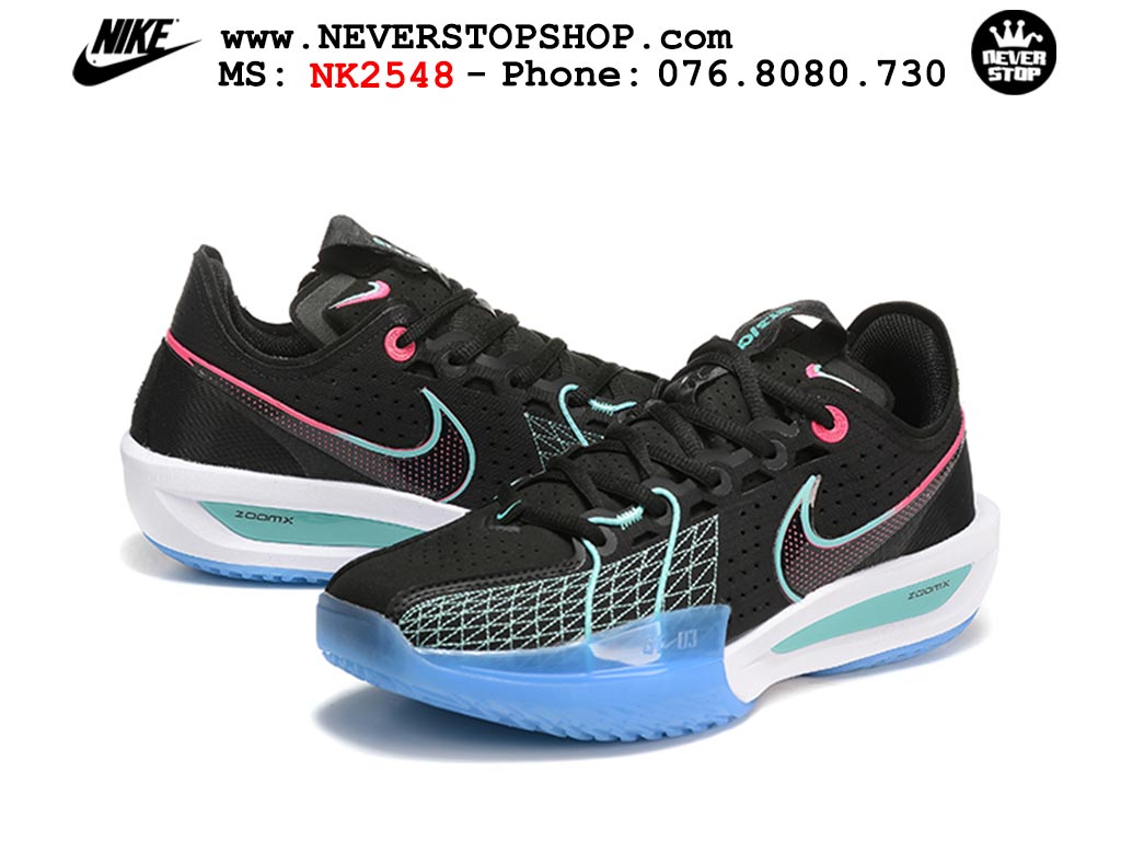 Giày bóng rổ cổ thấp Nike Zoom GT Cut 3 Đen Xanh Dương chuyên indoor outdoor replica 1:1 real chính hãng giá rẻ tốt nhất tại NeverStop Sneaker Shop Hồ Chí Minh