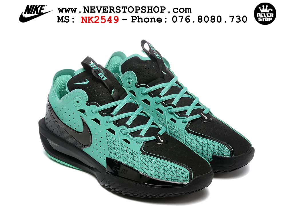 Giày bóng rổ cổ thấp Nike Zoom GT Cut 3 Đen Xanh Lá chuyên indoor outdoor replica 1:1 real chính hãng giá rẻ tốt nhất tại NeverStop Sneaker Shop Hồ Chí Minh