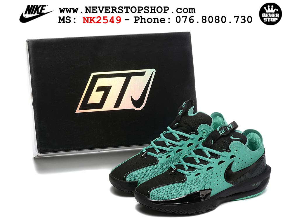 Giày bóng rổ cổ thấp Nike Zoom GT Cut 3 Đen Xanh Lá chuyên indoor outdoor replica 1:1 real chính hãng giá rẻ tốt nhất tại NeverStop Sneaker Shop Hồ Chí Minh