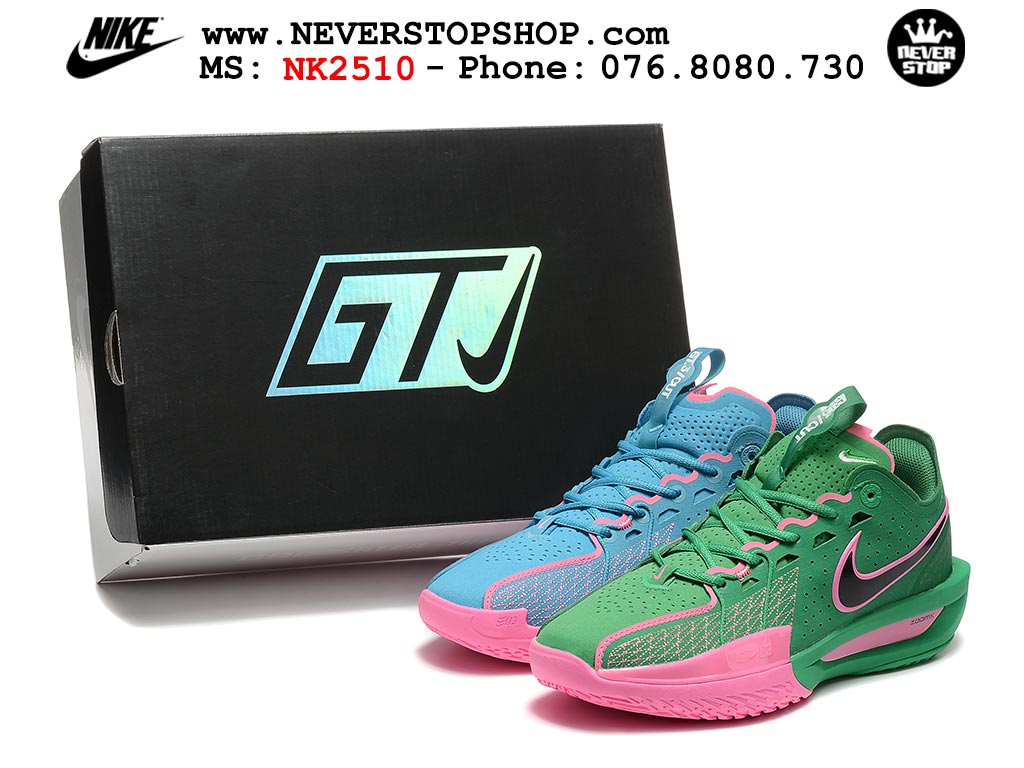 Giày bóng rổ cổ thấp Nike Zoom GT Cut 3 Xanh Dương Xanh Lá chuyên indoor outdoor replica 1:1 real chính hãng giá rẻ tốt nhất tại NeverStop Sneaker Shop Hồ Chí Minh