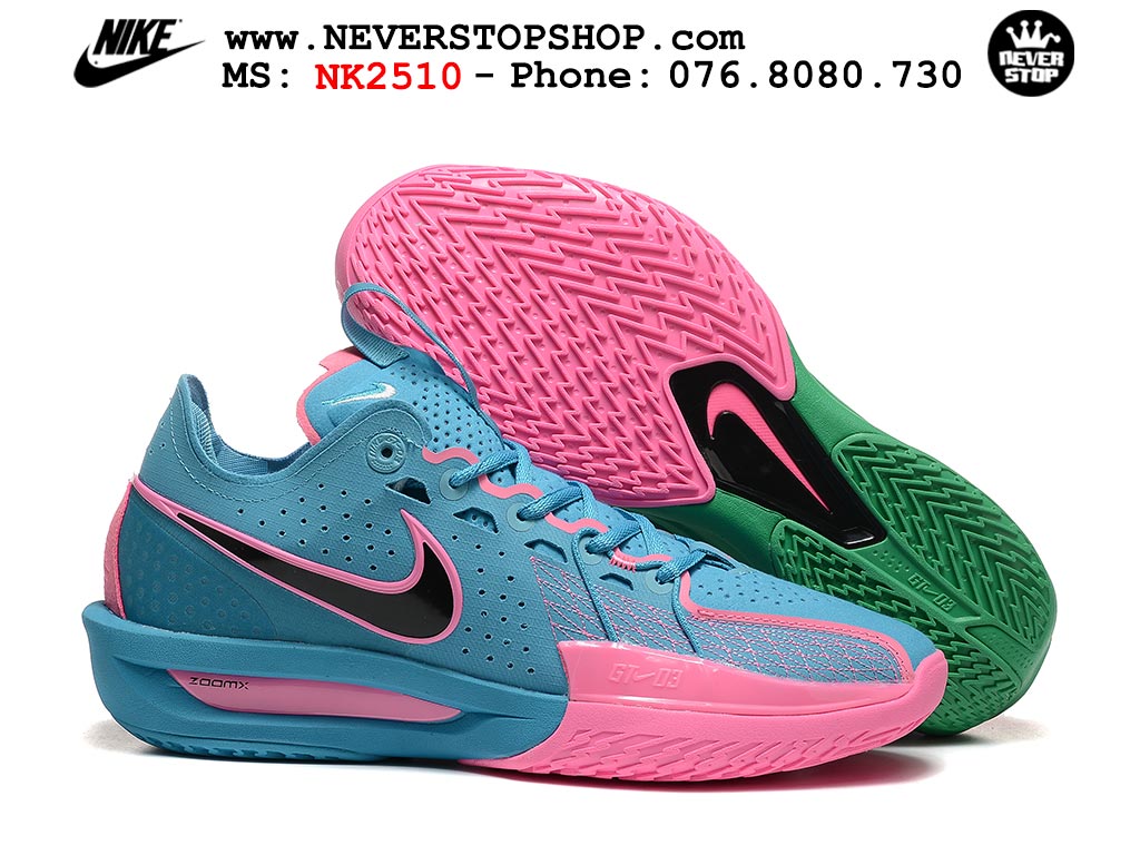 Giày bóng rổ cổ thấp Nike Zoom GT Cut 3 Xanh Dương Xanh Lá chuyên indoor outdoor replica 1:1 real chính hãng giá rẻ tốt nhất tại NeverStop Sneaker Shop Hồ Chí Minh