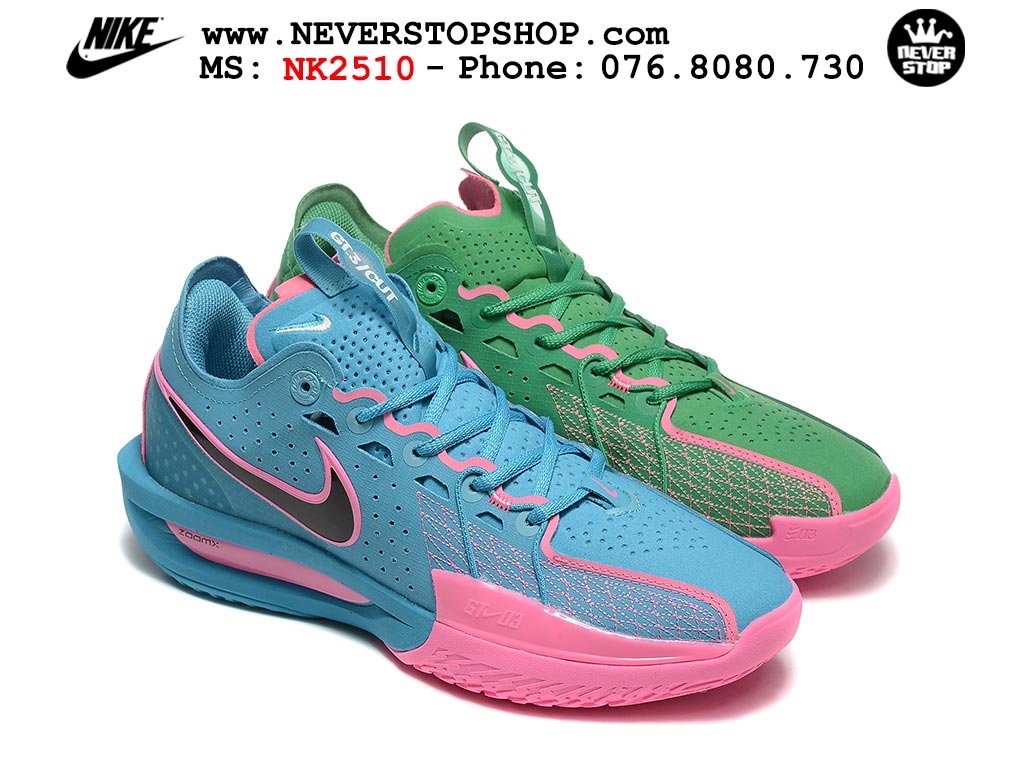 Giày bóng rổ cổ thấp Nike Zoom GT Cut 3 Xanh Dương Xanh Lá chuyên indoor outdoor replica 1:1 real chính hãng giá rẻ tốt nhất tại NeverStop Sneaker Shop Hồ Chí Minh