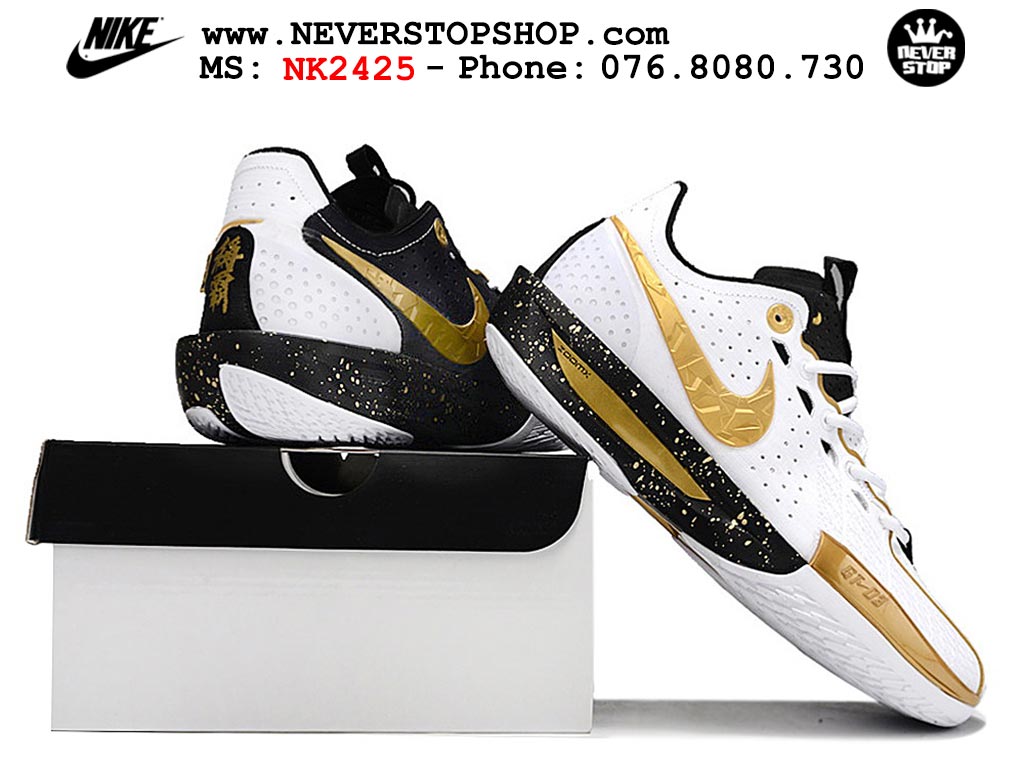 Giày bóng rổ cổ thấp Nike Zoom GT Cut 3 Trắng Vàng chuyên indoor outdoor replica 1:1 real chính hãng giá rẻ tốt nhất tại NeverStop Sneaker Shop Hồ Chí Minh