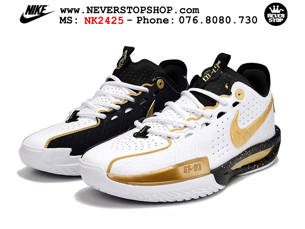 Giày bóng rổ cổ thấp Nike Zoom GT Cut 3 Trắng Vàng chuyên indoor outdoor replica 1:1 real chính hãng giá rẻ tốt nhất tại NeverStop Sneaker Shop Hồ Chí Minh