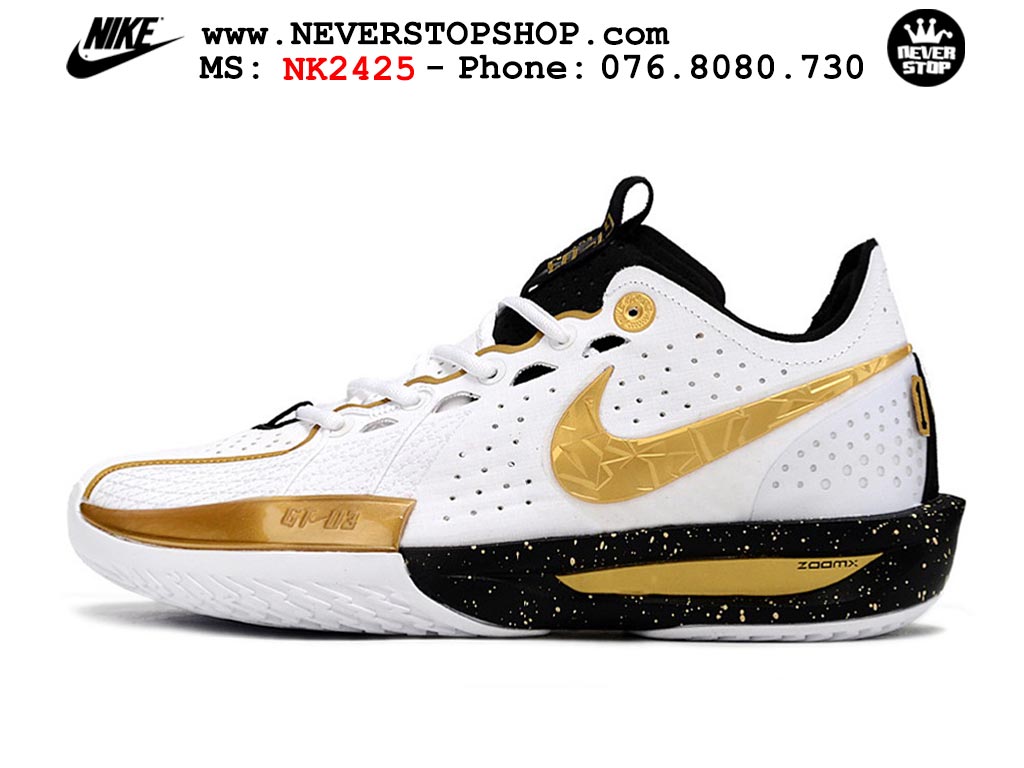 Giày bóng rổ cổ thấp Nike Zoom GT Cut 3 Trắng Vàng chuyên indoor outdoor replica 1:1 real chính hãng giá rẻ tốt nhất tại NeverStop Sneaker Shop Hồ Chí Minh