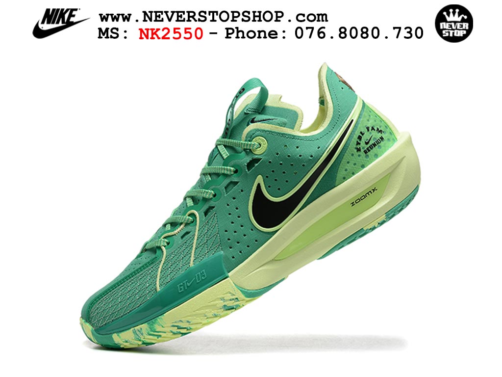 Giày bóng rổ cổ thấp Nike Zoom GT Cut 3 Xanh Lá Vàng chuyên indoor outdoor replica 1:1 real chính hãng giá rẻ tốt nhất tại NeverStop Sneaker Shop Hồ Chí Minh