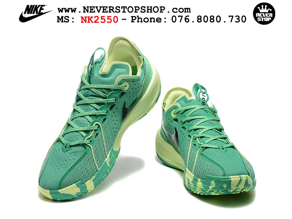 Giày bóng rổ cổ thấp Nike Zoom GT Cut 3 Xanh Lá Vàng chuyên indoor outdoor replica 1:1 real chính hãng giá rẻ tốt nhất tại NeverStop Sneaker Shop Hồ Chí Minh