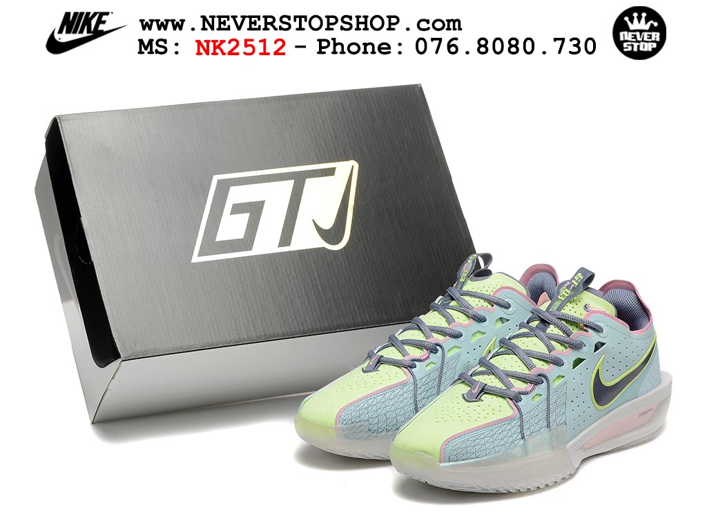 Giày bóng rổ cổ thấp Nike Zoom GT Cut 3 Xanh Xám chuyên indoor outdoor replica 1:1 real chính hãng giá rẻ tốt nhất tại NeverStop Sneaker Shop Hồ Chí Minh